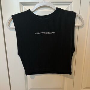 Creative Director Black Ribbed Women's Top